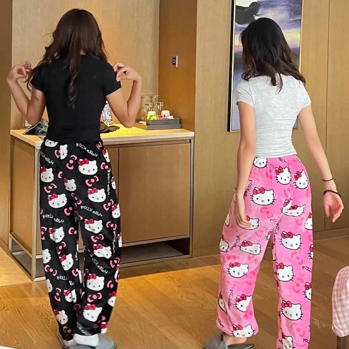 Hello Kitty Plush Pajama Pants – Cozy Cartoon Lounge Bottoms Unisex